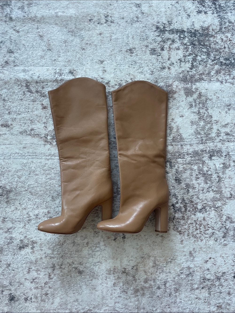 Schutz Maryana Light Brown Block Heel Leather Boots